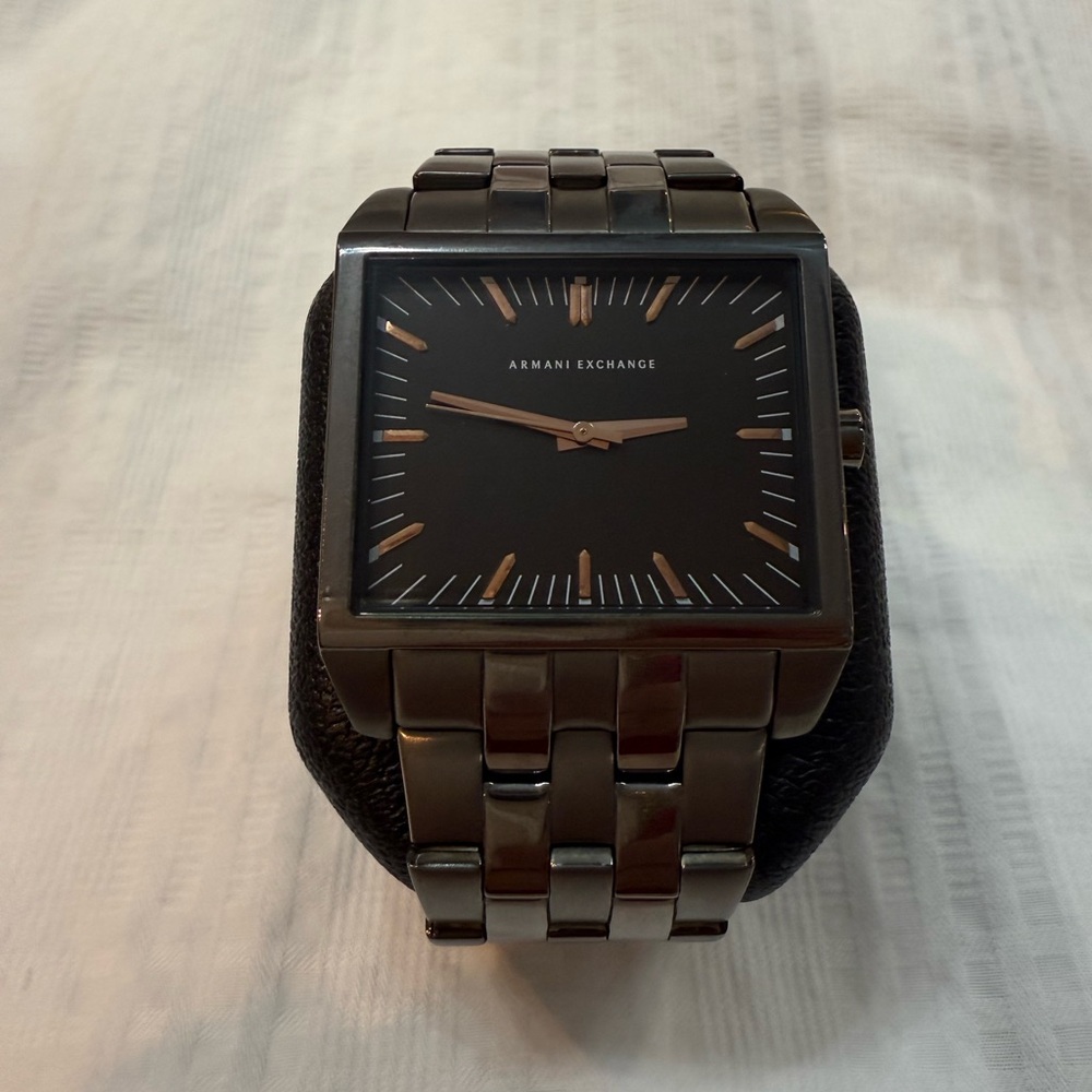 Armani Exchange Black Dial Silver Bracelet Watch